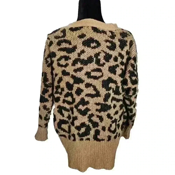 Wildfox Roar Tilly Leopard Print Slouchy Cardigan Sweater S - Picture 7 of 14
